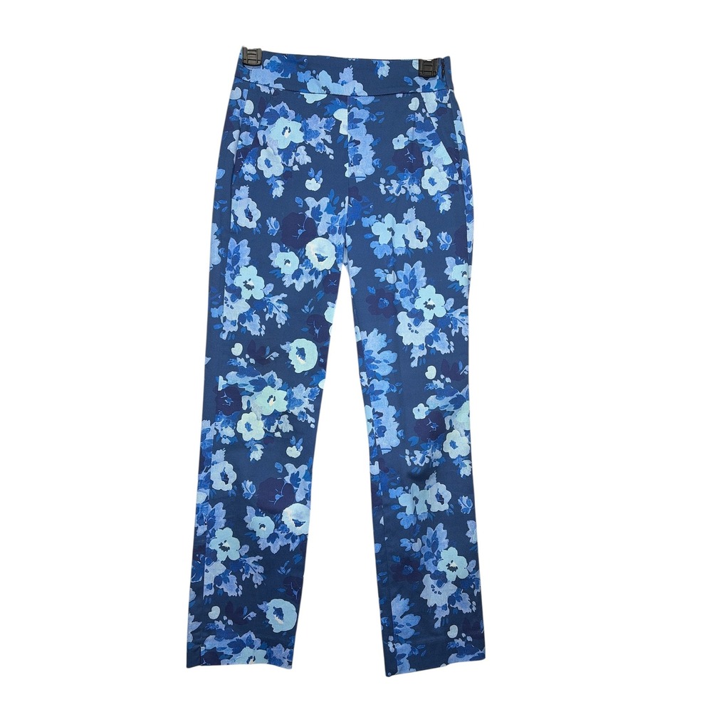 J.Crew Watercolor Begonia Floral Remi Pants Slim‎ Straight Leg Size 00
